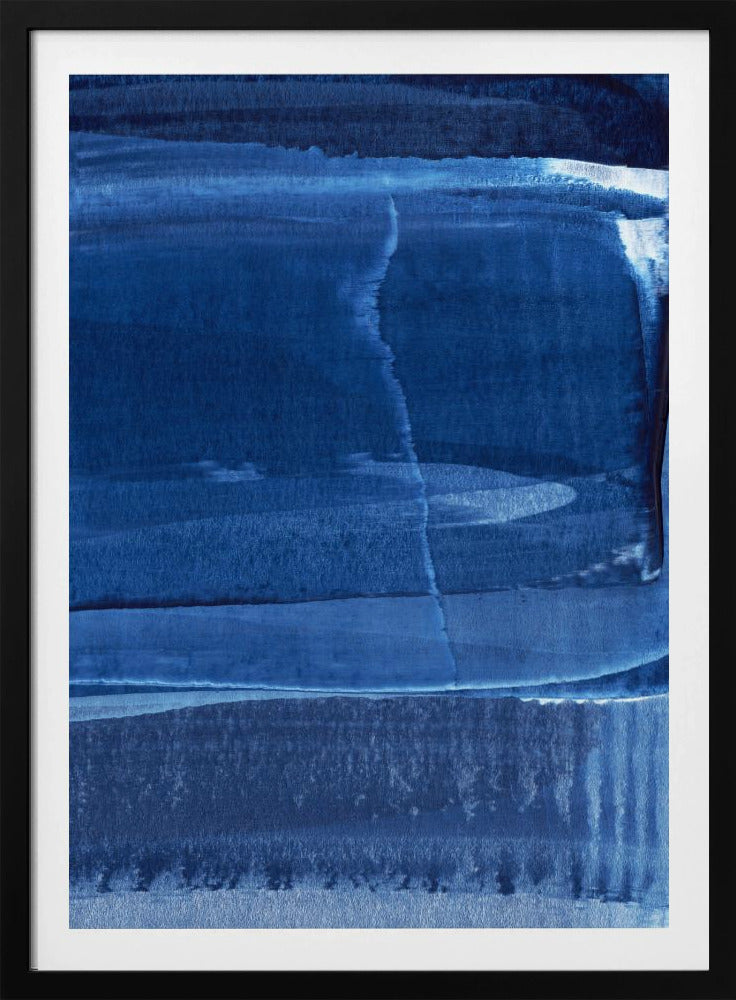 Blauwe textuur met vloeiende verticale lijnen | Poster