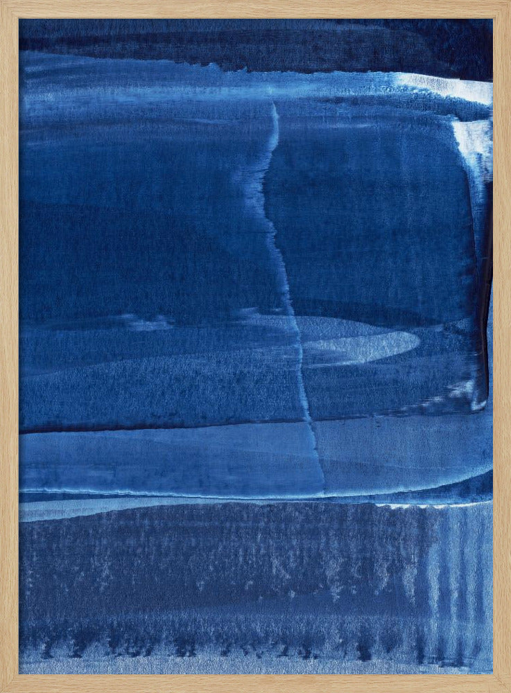 Blauwe textuur met vloeiende verticale lijnen | Poster