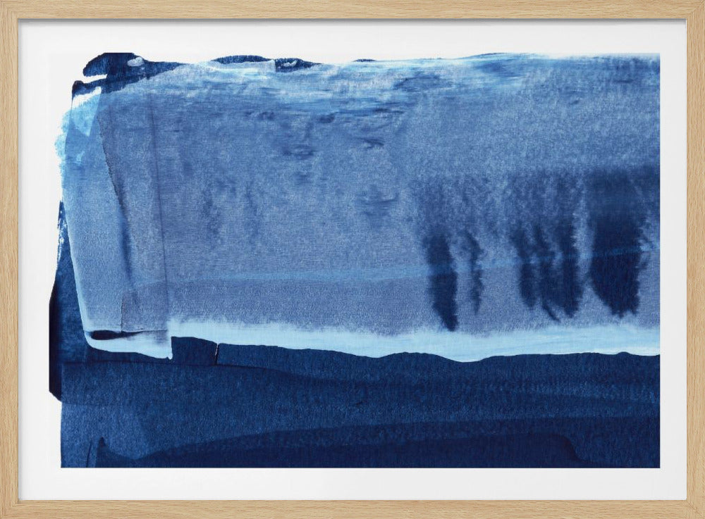 Blauwe textuur met vloeiende verticale lijnen | Poster