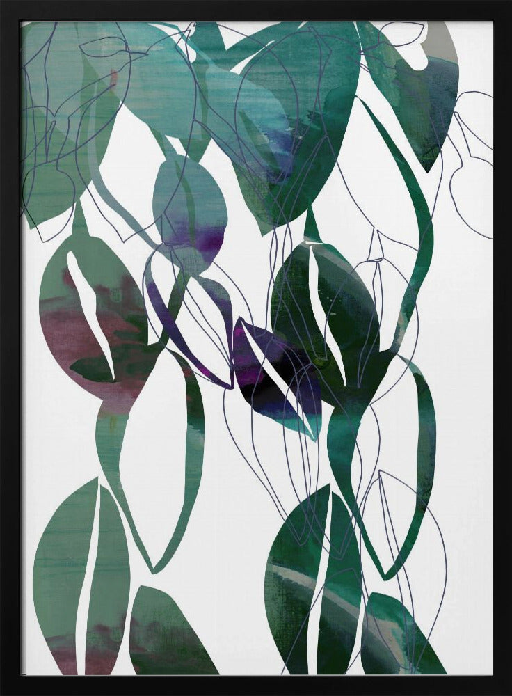 Botanische bladprintkunst in marineblauw 4 | Poster