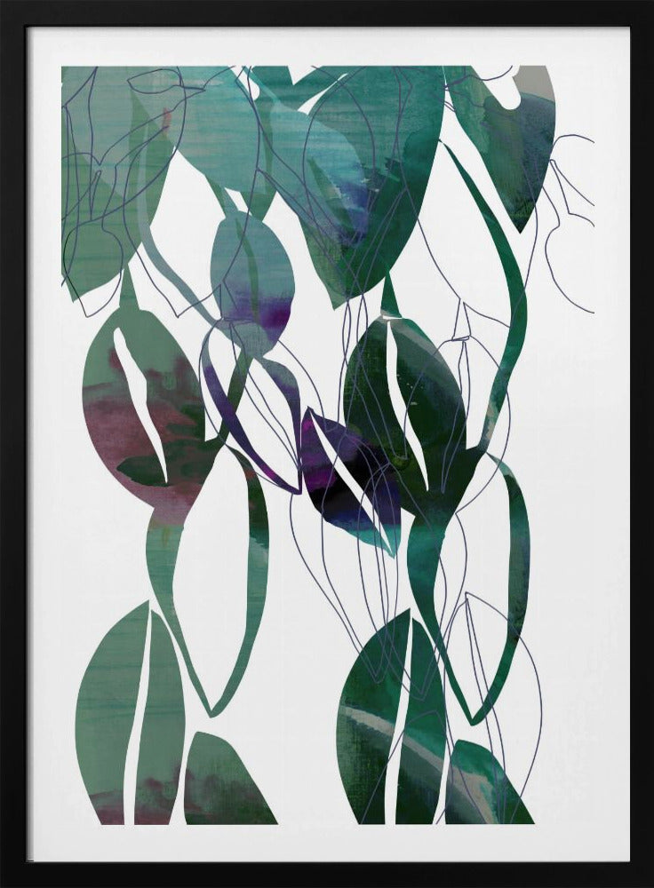 Botanische bladprintkunst in marineblauw 4 | Poster
