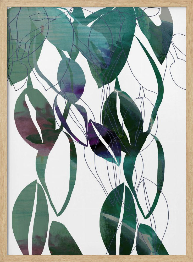 Botanische bladprintkunst in marineblauw 4 | Poster