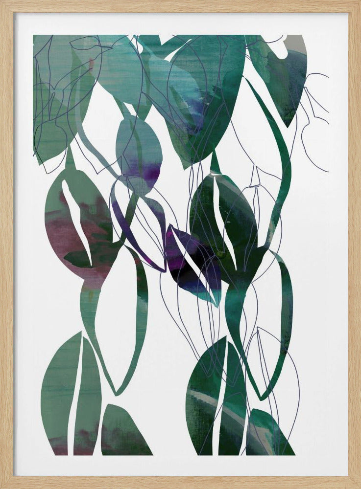 Botanische bladprintkunst in marineblauw 4 | Poster