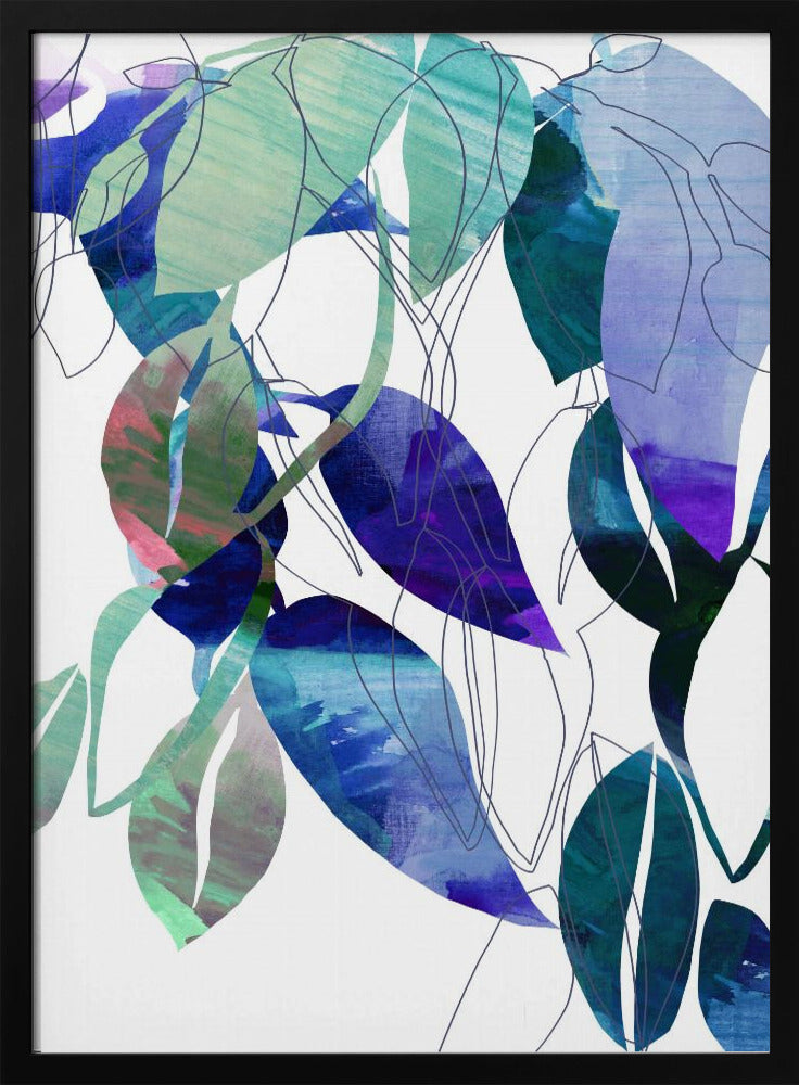 Botanische bladprintkunst in marineblauw 3 | Poster