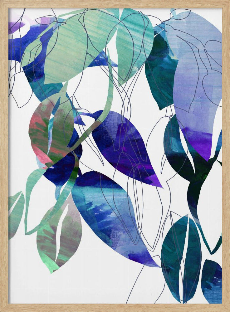 Botanische bladprintkunst in marineblauw 3 | Poster
