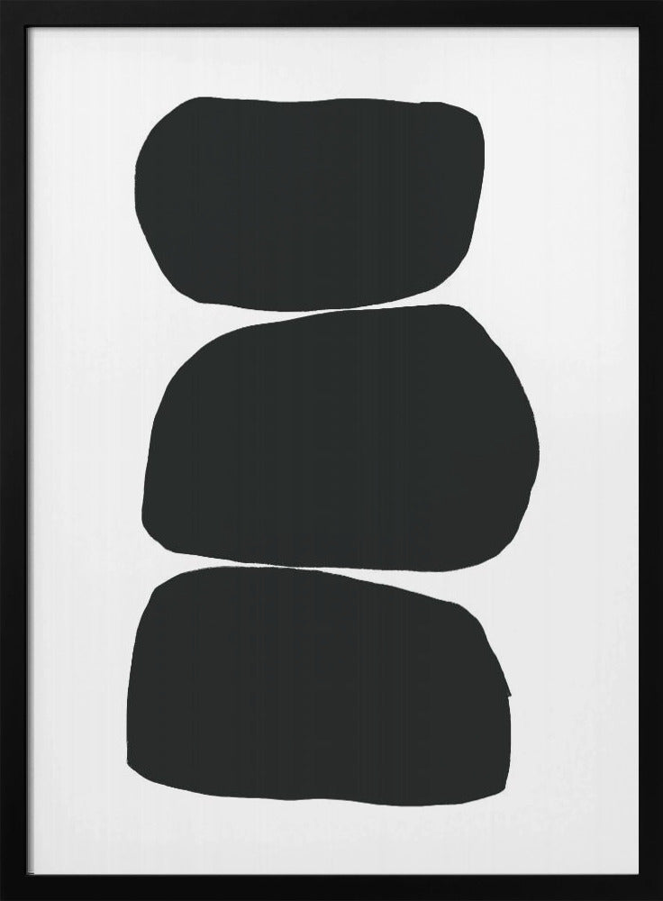 Drie gestapelde zwarte vormen | Poster