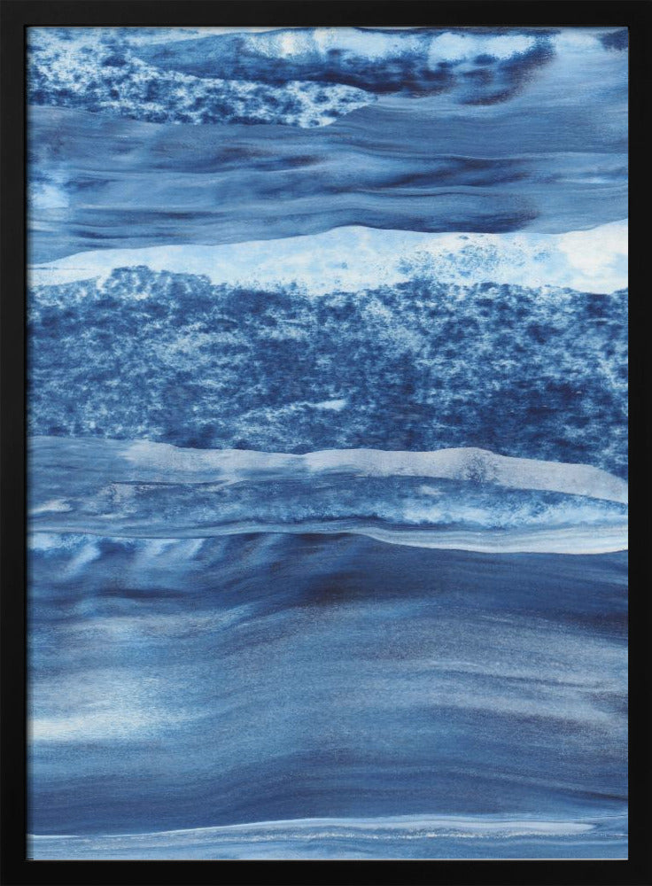 Blauwe textuur met vloeiende verticale lijnen | Poster