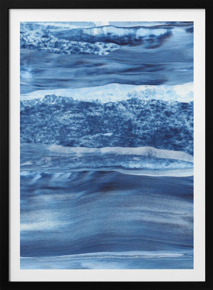 Blauwe textuur met vloeiende verticale lijnen | Poster