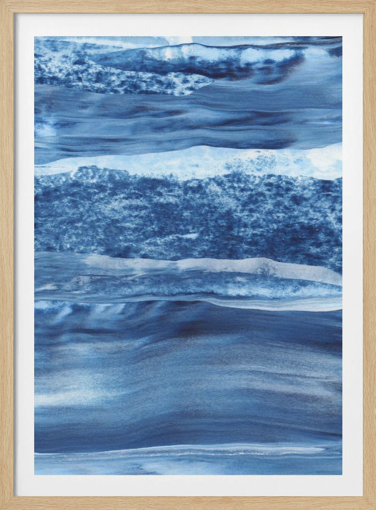 Blauwe textuur met vloeiende verticale lijnen | Poster