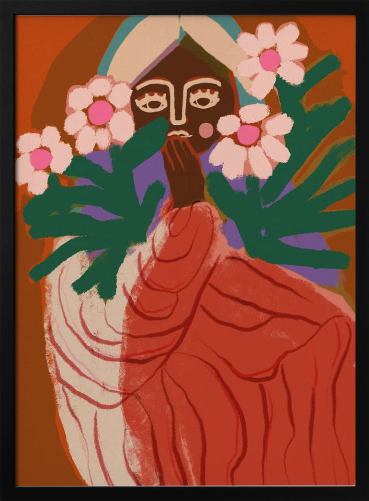 Verlegen bloemenmeisje | Poster