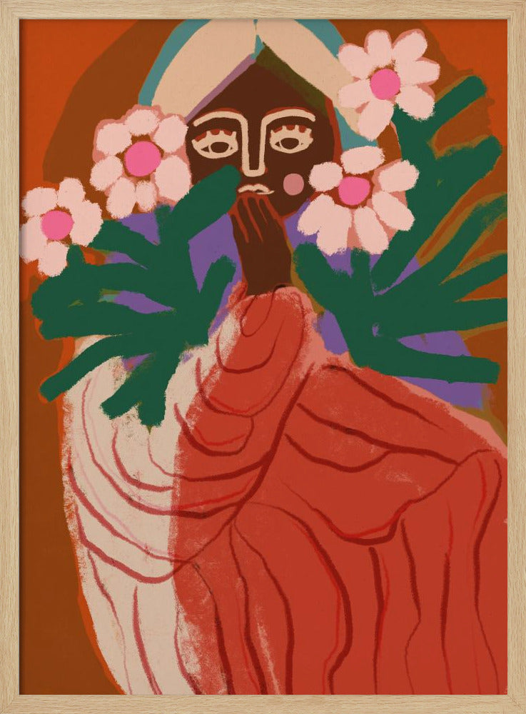 Verlegen bloemenmeisje | Poster