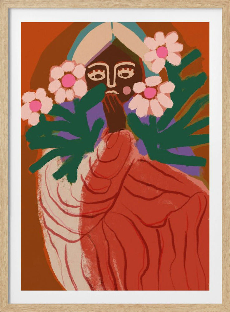 Verlegen bloemenmeisje | Poster
