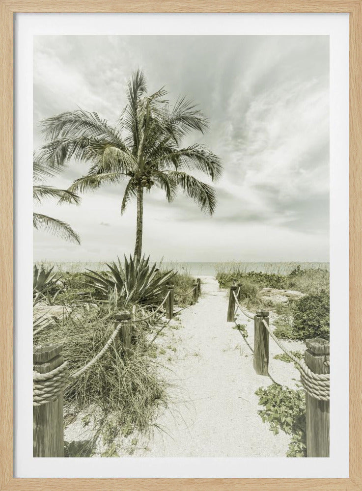 Vintage pad naar het strand | Poster