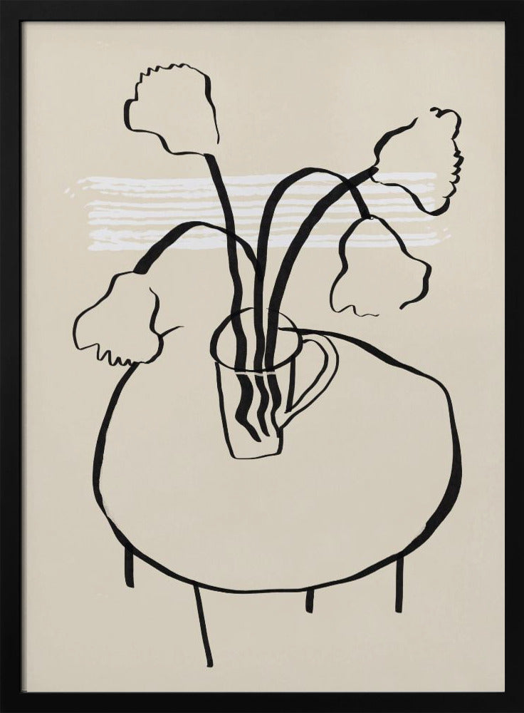 Bloemendecoratie op een ronde tafel | Poster