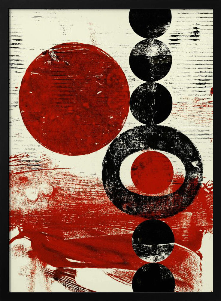 Geometrische vormen met rode en zwarte cirkels | Poster