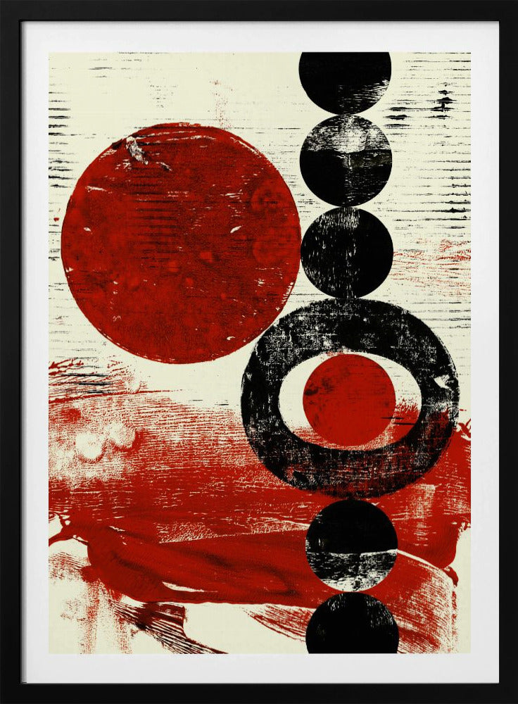 Geometrische vormen met rode en zwarte cirkels | Poster