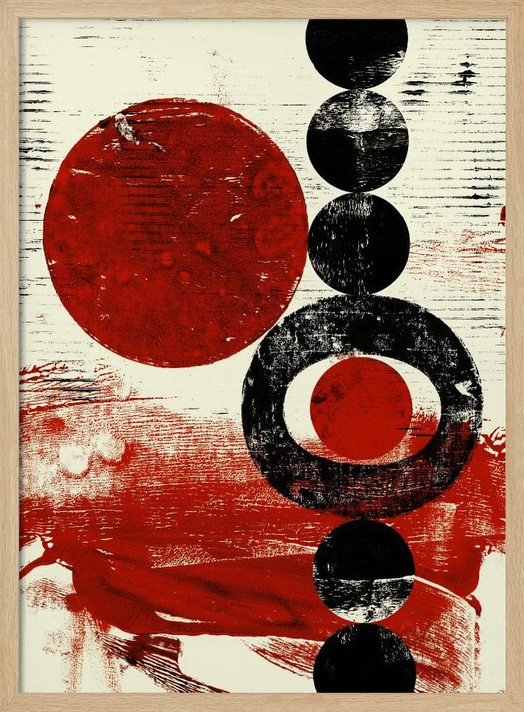 Geometrische vormen met rode en zwarte cirkels | Poster