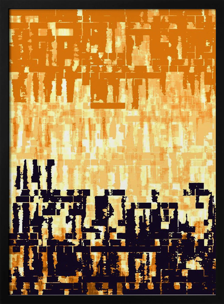 Oranje en zwart kleurenpalet met gepixelde texturen | Poster