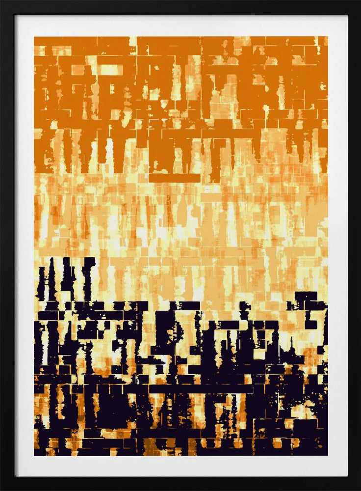 Oranje en zwart kleurenpalet met gepixelde texturen | Poster