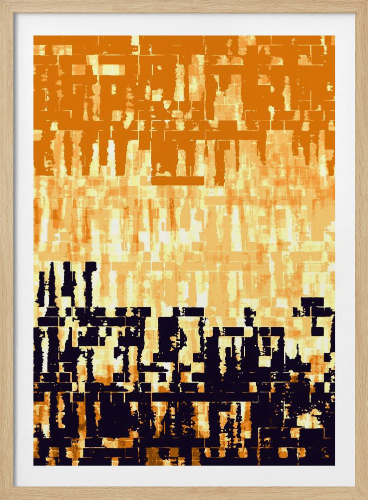 Oranje en zwart kleurenpalet met gepixelde texturen | Poster