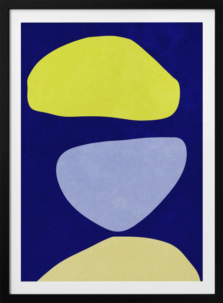 Abstracte vormen blauw en geel | Poster