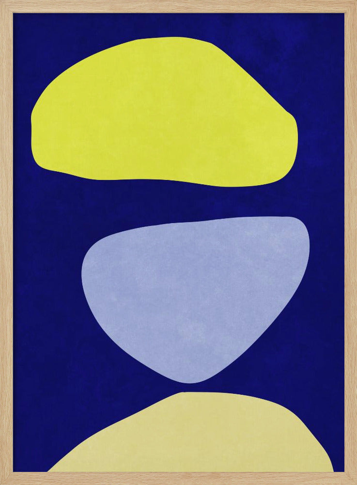 Abstracte vormen blauw en geel | Poster