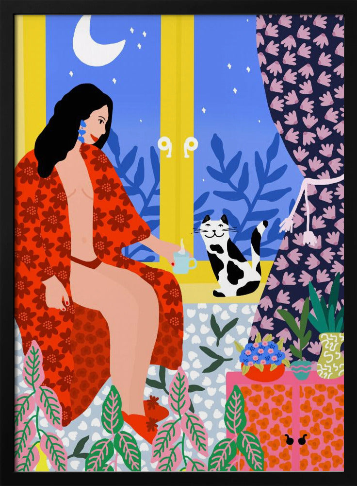 Evening Tea With Cat | Poster