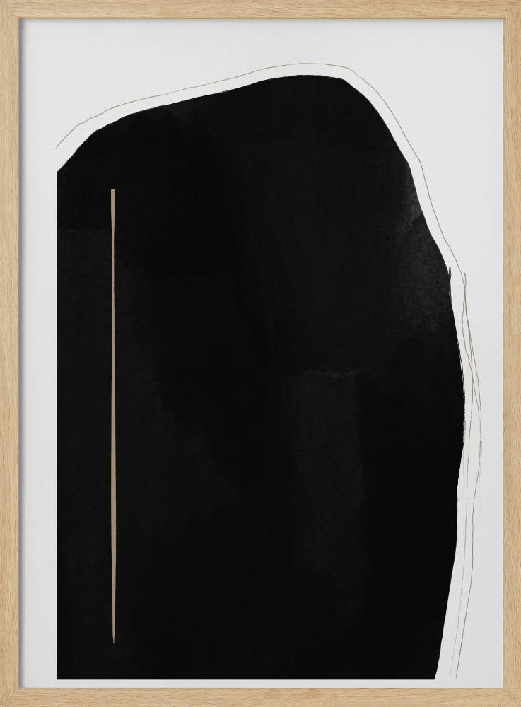 Onregelmatige zwarte vorm met een dunne verticale lijn | Poster