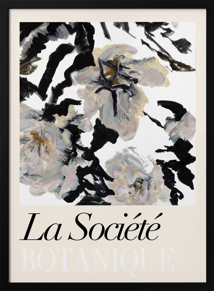 La Société Botanique Zwarte en witte en crèmekleurige bloemen 2 | Poster