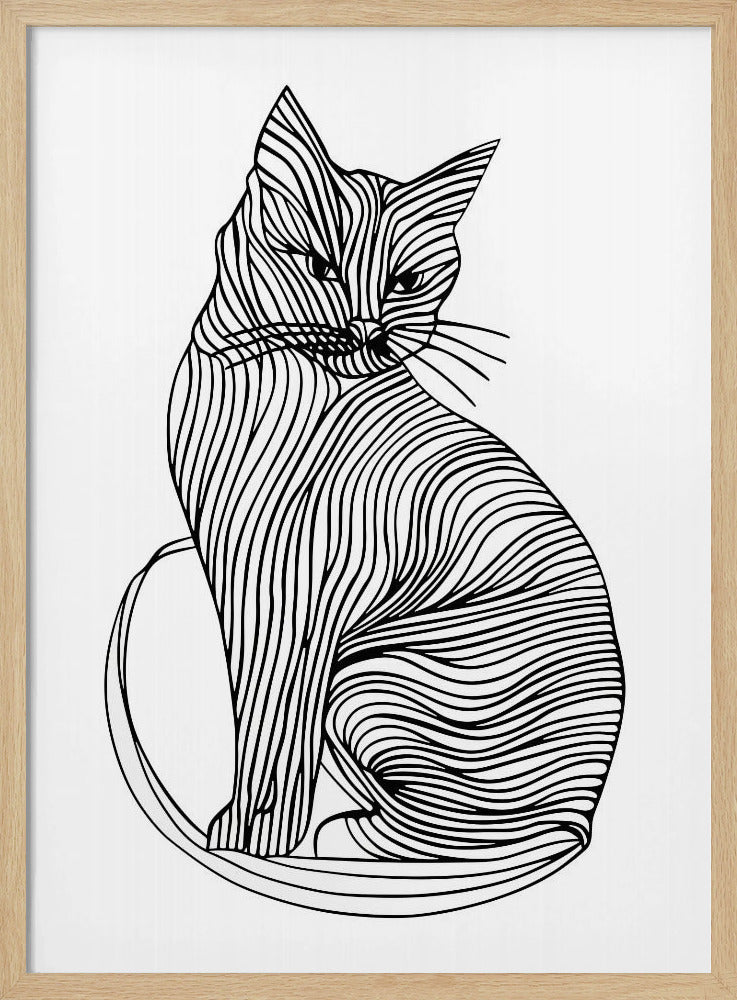 Lijnenkunst Kat | Poster