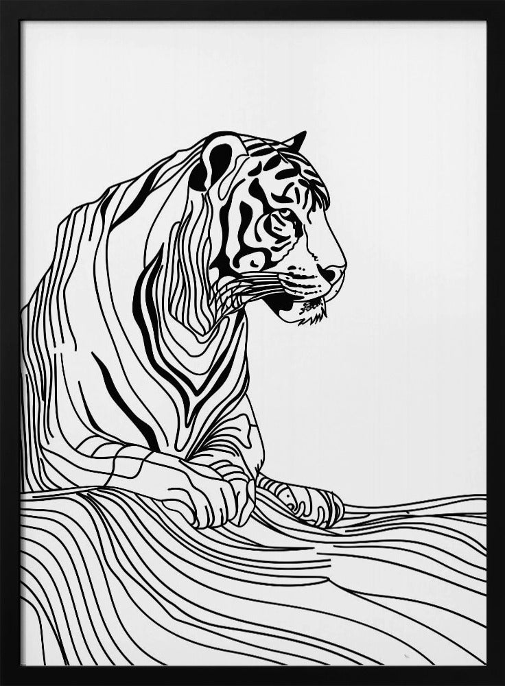 Lijnenkunst Tijger | Poster