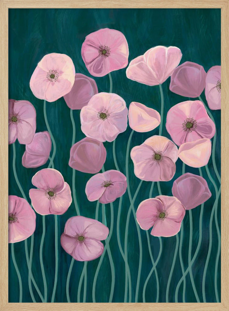 Roze klaprozen | Poster