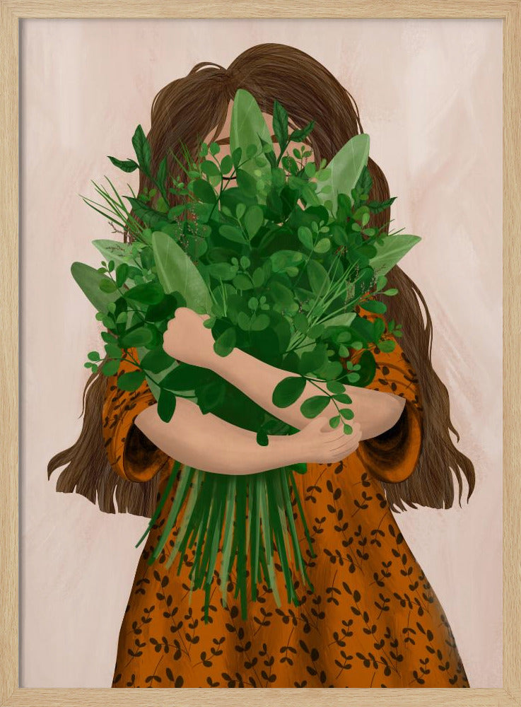 Meisje met boeket | Poster