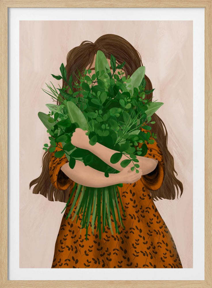 Meisje met boeket | Poster