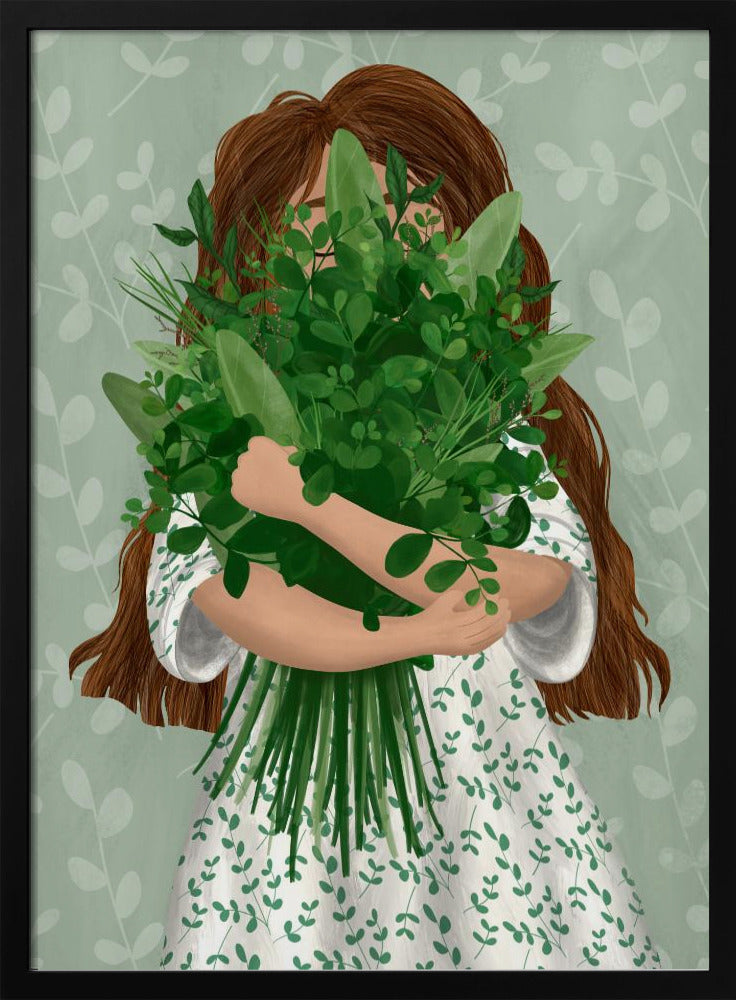 Meisje met boeket | Poster