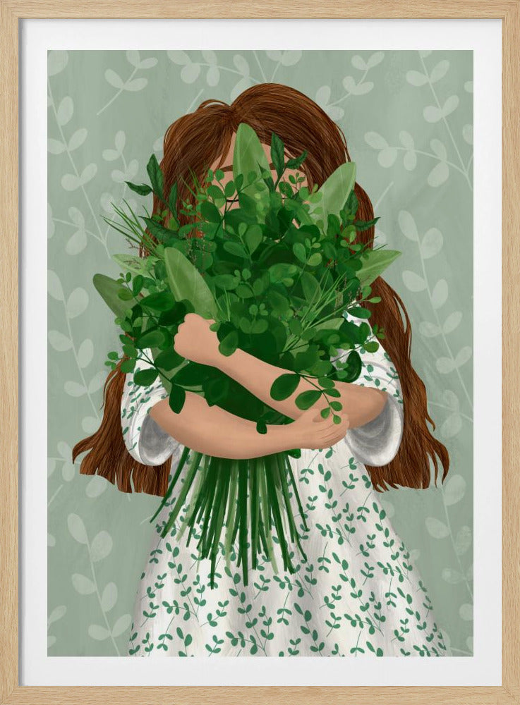 Meisje met boeket | Poster