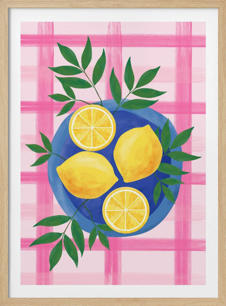 Citroenen op een blauw bord | Poster
