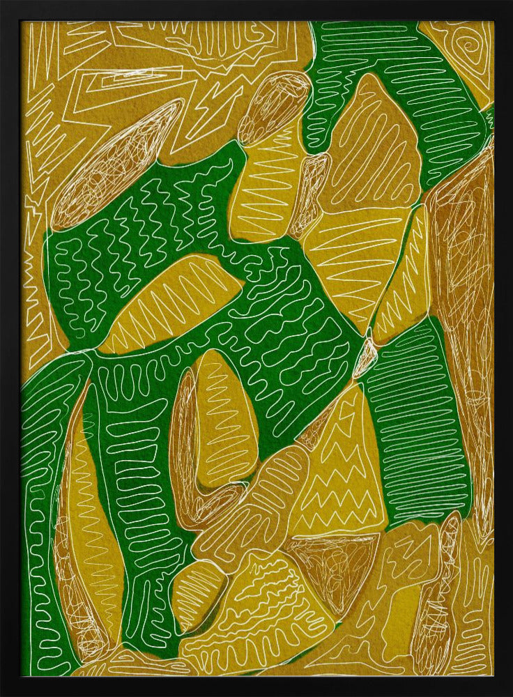 Goud en groen abstract | Poster