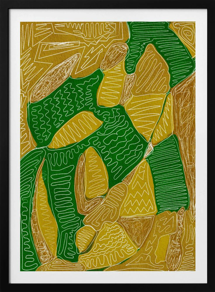 Goud en groen abstract | Poster