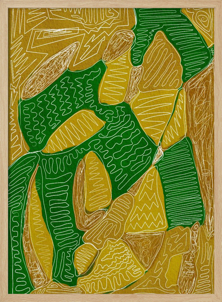 Goud en groen abstract | Poster