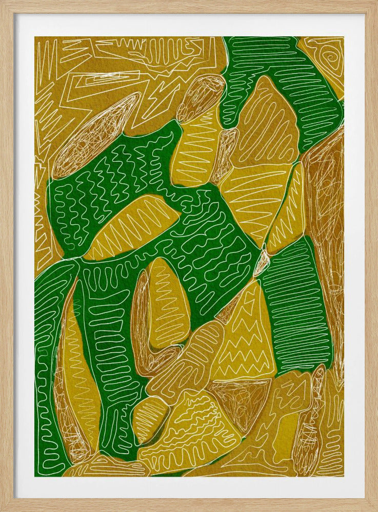 Goud en groen abstract | Poster