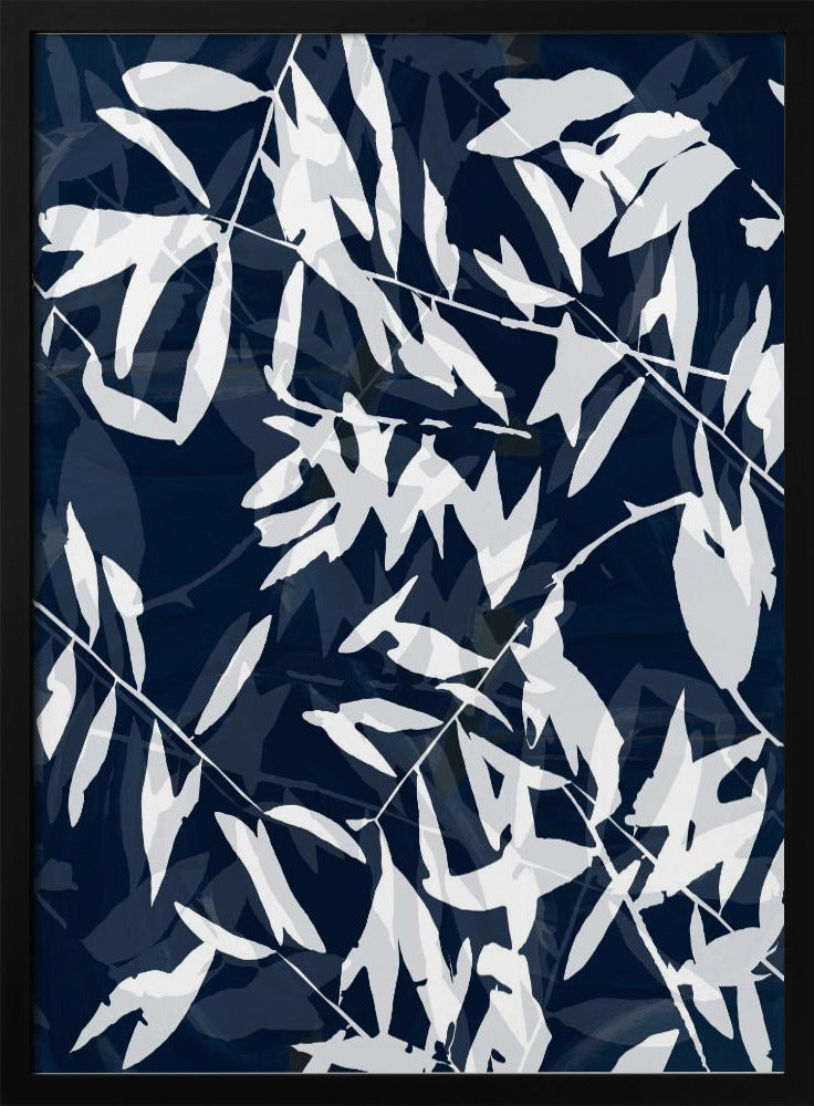 Marineblauwe witte bamboe 1 | Poster