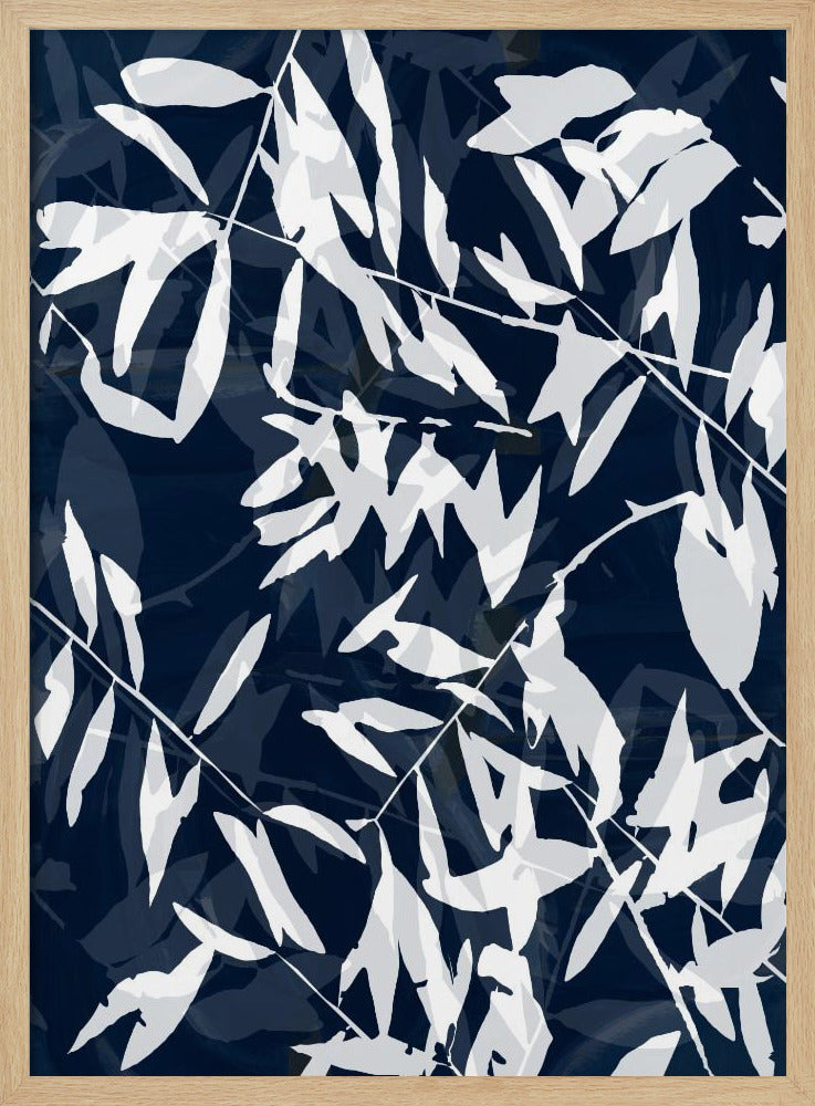 Marineblauwe witte bamboe 1 | Poster