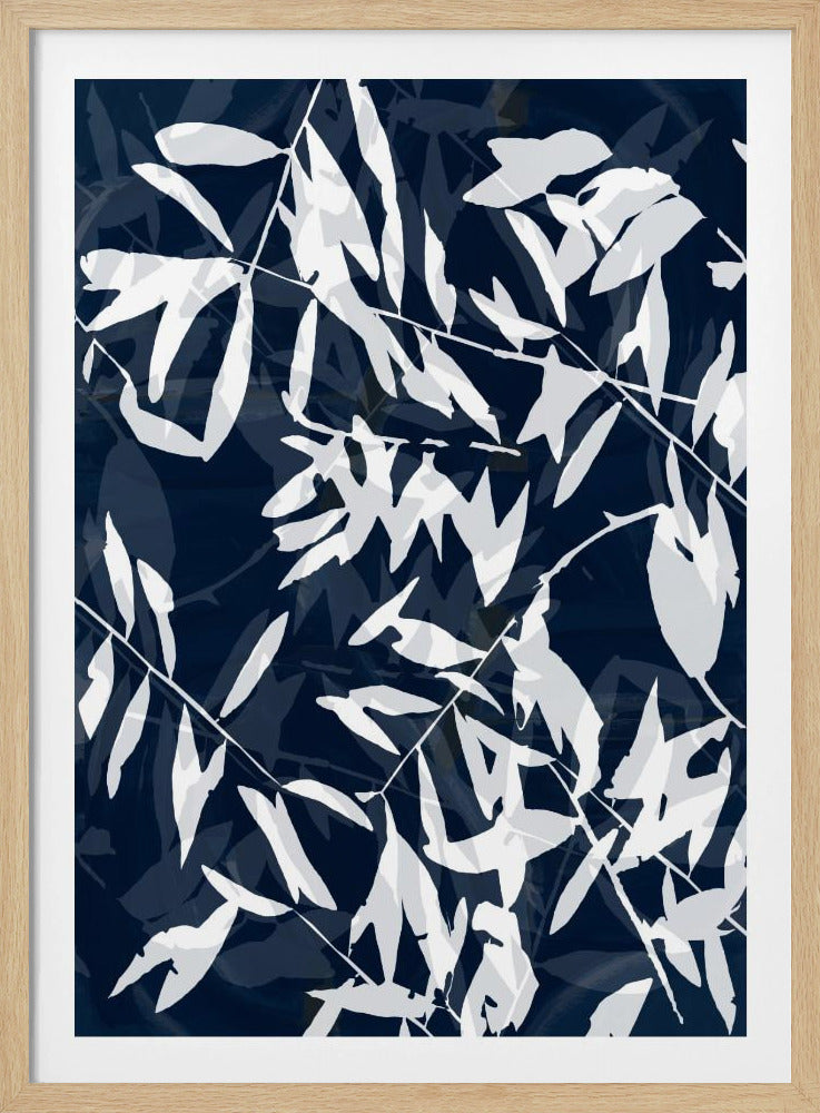 Marineblauwe witte bamboe 1 | Poster