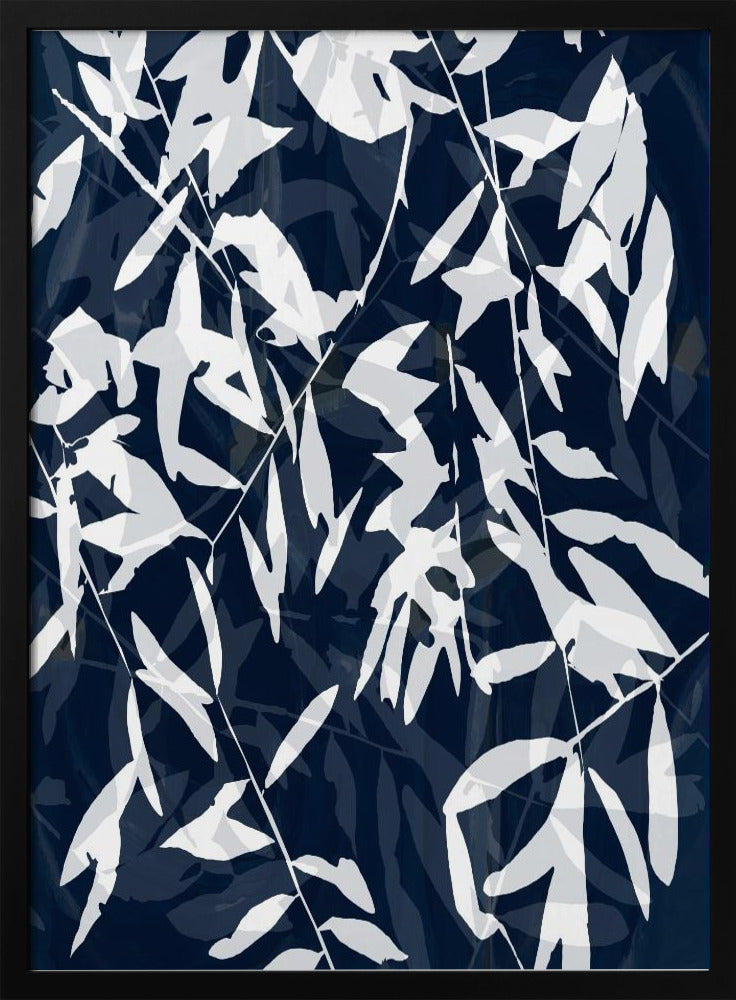 Marineblauwe witte bamboe 2 | Poster