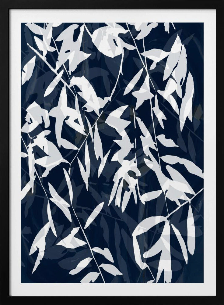 Marineblauwe witte bamboe 2 | Poster
