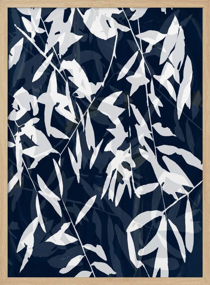 Marineblauwe witte bamboe 2 | Poster
