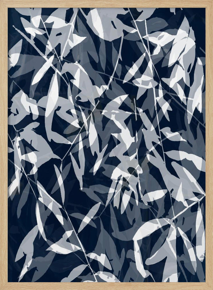 Marineblauwe witte bamboe 3 | Poster