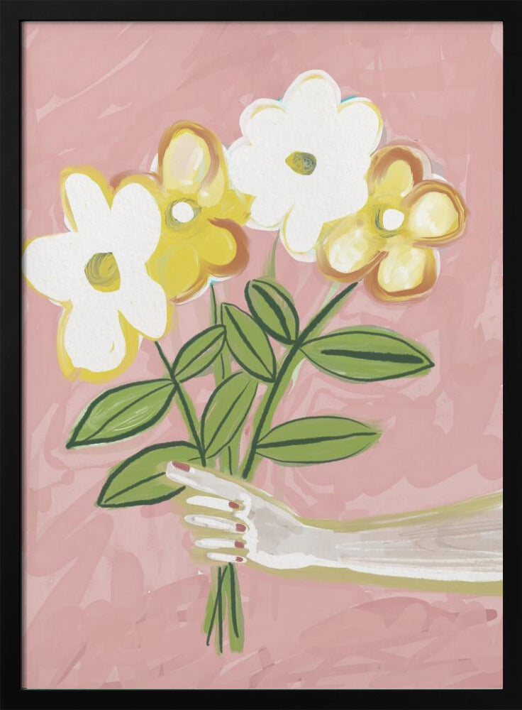 Bosje bloemen roze en geel | Poster