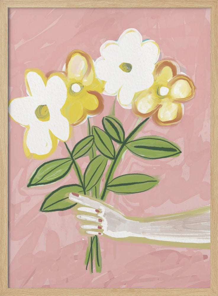 Bosje bloemen roze en geel | Poster